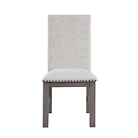 Gray Wood Upholstered Nailhead Dining Chair