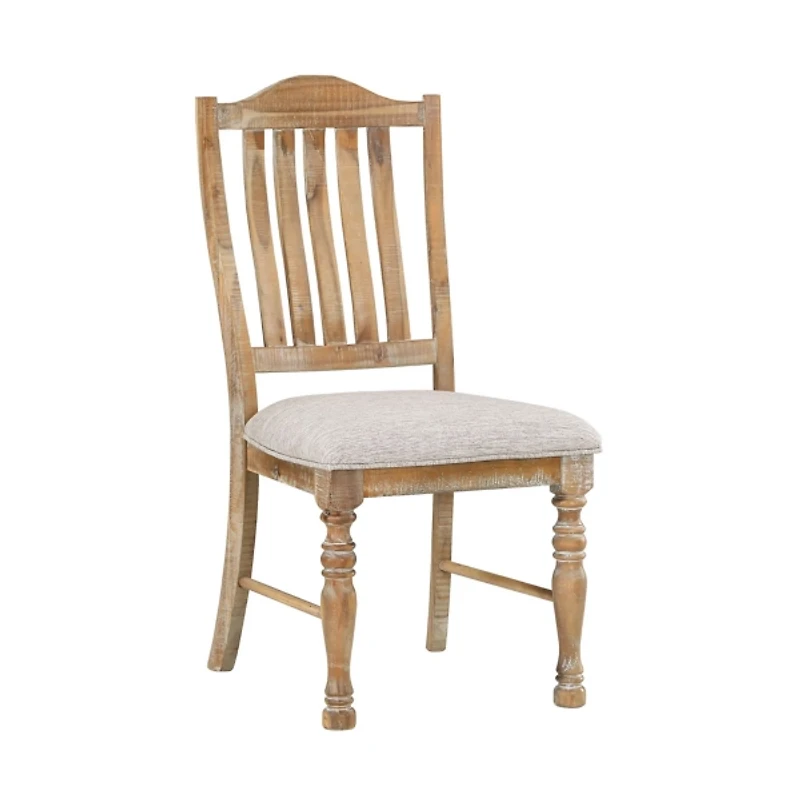Rustic Wood Slatback Upholstered Dining Chair
