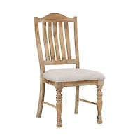 Rustic Wood Slatback Upholstered Dining Chair