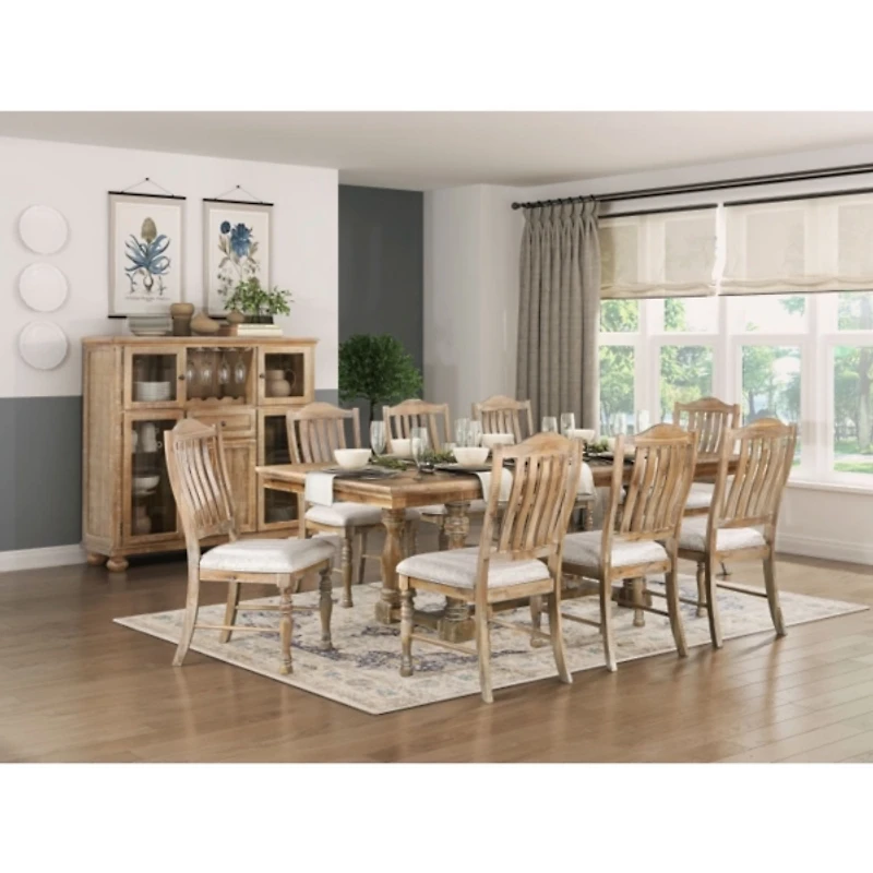 Rustic Wood Slatback Upholstered Dining Chair