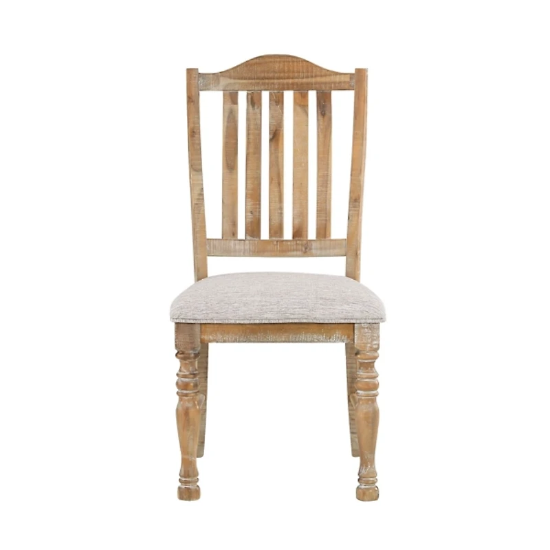 Rustic Wood Slatback Upholstered Dining Chair