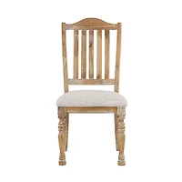 Rustic Wood Slatback Upholstered Dining Chair