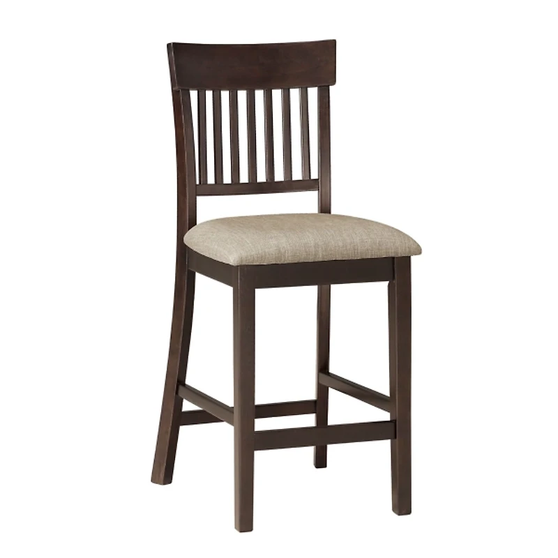 Balin Brown Wood Linen Slat Back Counter Stool