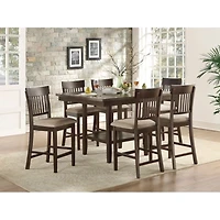 Balin Brown Wood Linen Slat Back Counter Stool