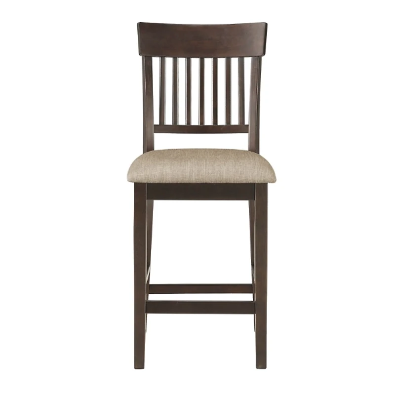 Balin Brown Wood Linen Slat Back Counter Stool