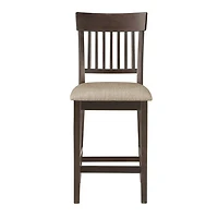 Balin Brown Wood Linen Slat Back Counter Stool