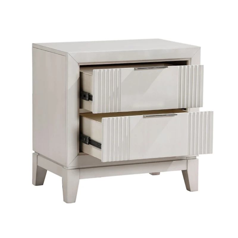 Florence Antique White Reeded 2-Drawer Nightstand