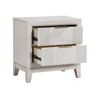 Florence Antique White Reeded 2-Drawer Nightstand