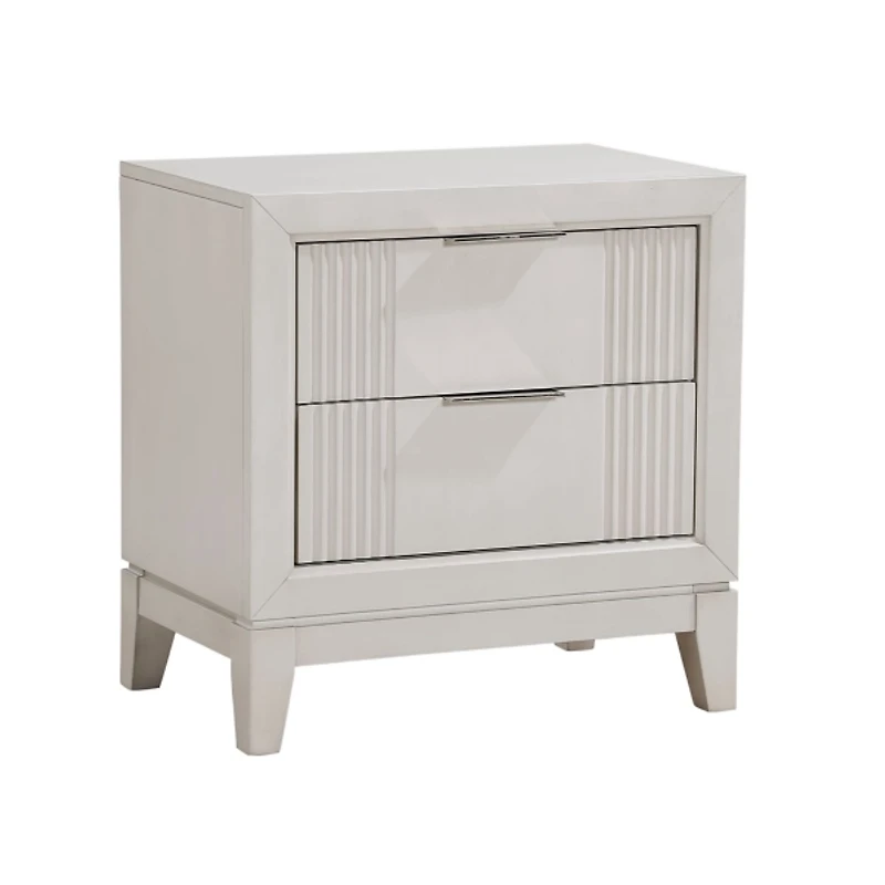 Florence Antique White Reeded 2-Drawer Nightstand