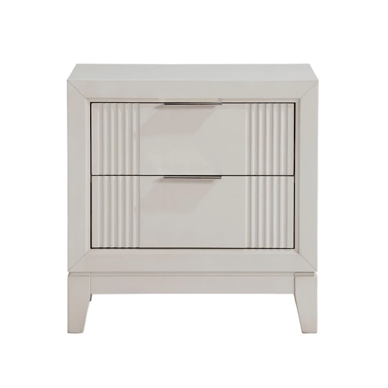 Florence Antique White Reeded 2-Drawer Nightstand