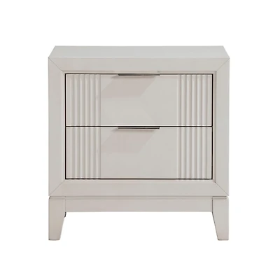 Florence Antique White Reeded 2-Drawer Nightstand