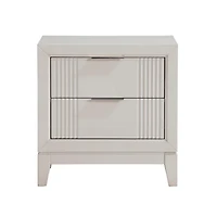 Florence Antique White Reeded 2-Drawer Nightstand
