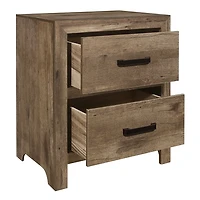 Weathered Pine Wood Planks 2-Drawer Nightstand