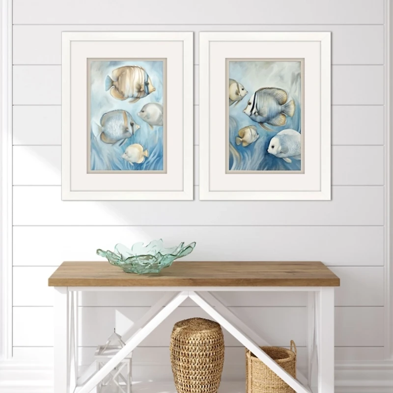 Fish Swim Framed Art Prints, Set of 2