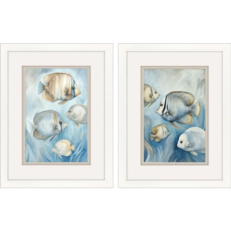 Fish Swim Framed Art Prints, Set of 2
