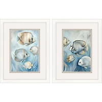 Fish Swim Framed Art Prints, Set of 2
