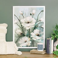 White Painted Flowers Framed Art Print