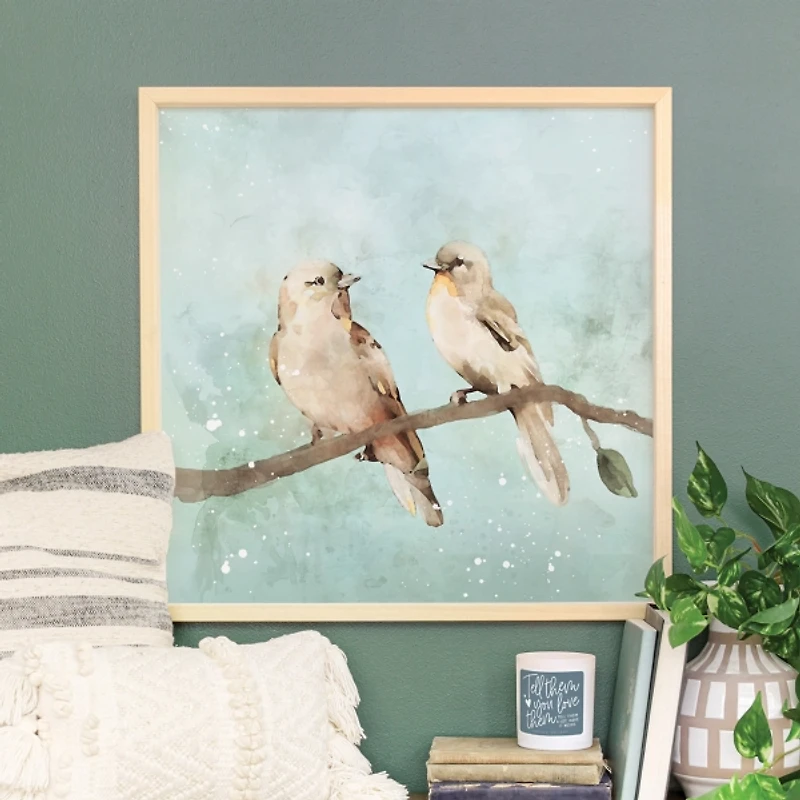 Two Birds on Blue Framed Art Print