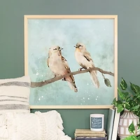 Two Birds on Blue Framed Art Print