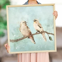 Two Birds on Blue Framed Art Print