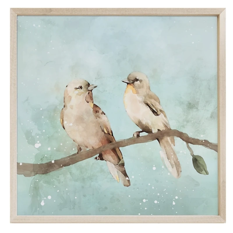 Two Birds on Blue Framed Art Print