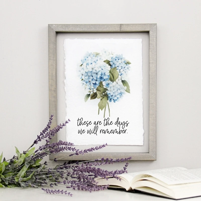 Remember Hydrangea Framed Wall Plaque