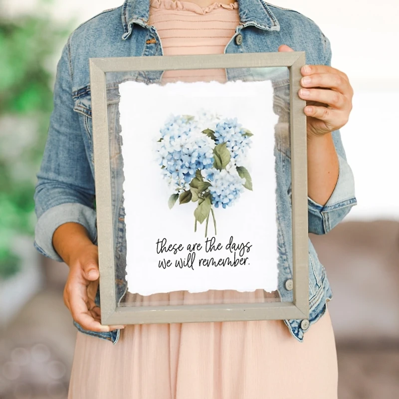 Remember Hydrangea Framed Wall Plaque