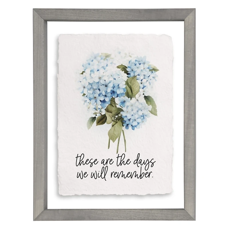 Remember Hydrangea Framed Wall Plaque
