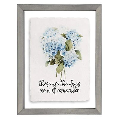 Remember Hydrangea Framed Wall Plaque