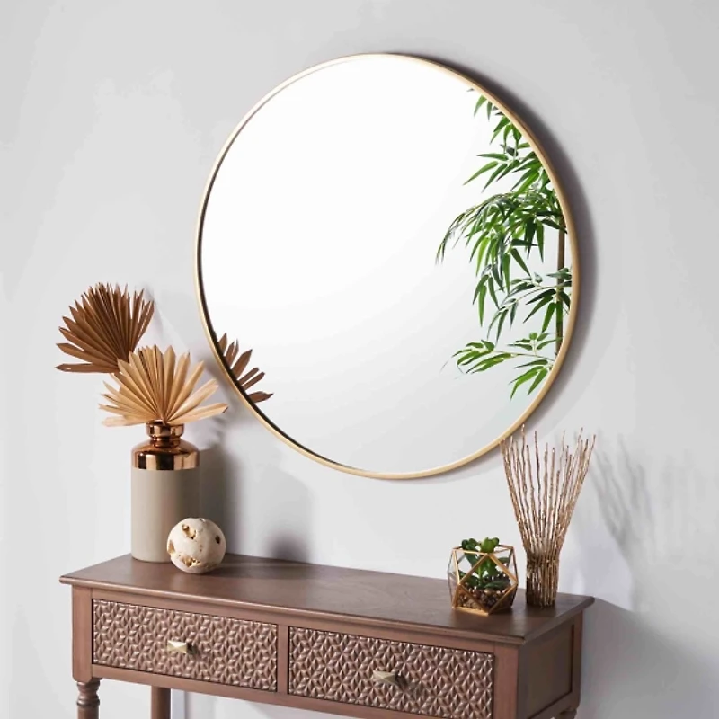 Round Gold Ardita Iron Wall Mirror