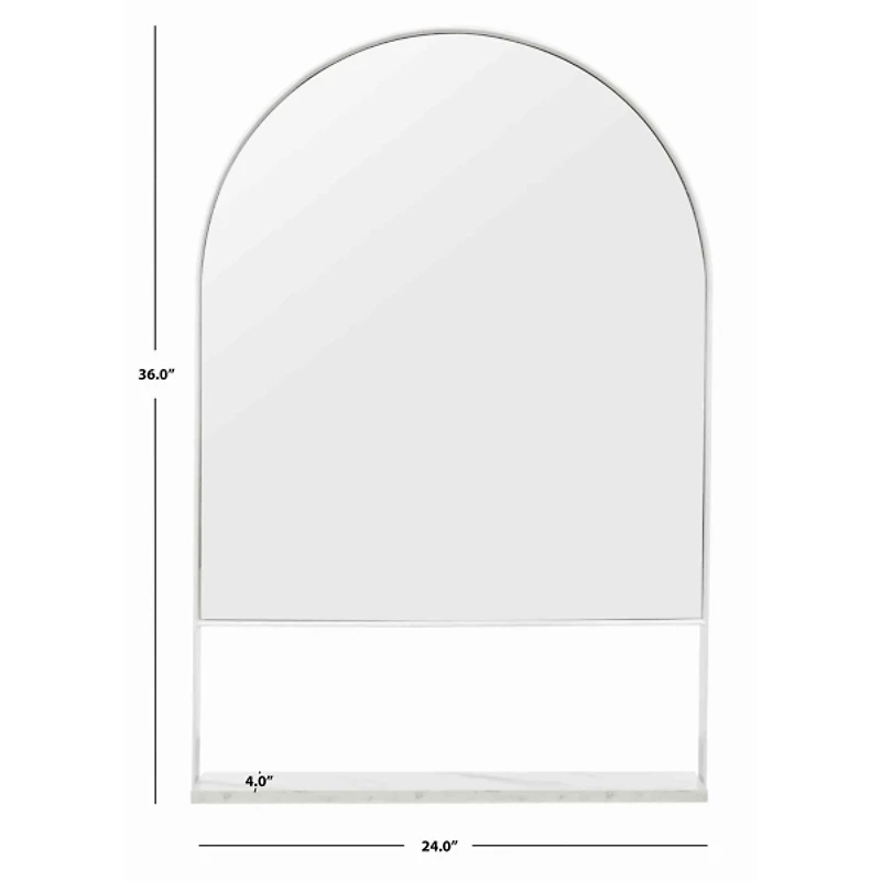 White Arch Shelf Contemporary Wall Mirror