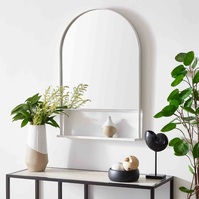 White Arch Shelf Contemporary Wall Mirror