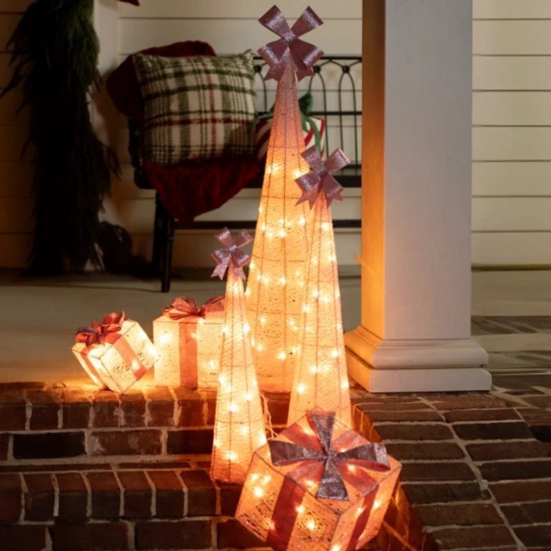 Pre-Lit Pink Christmas Gift Box