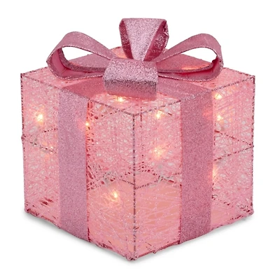 Pre-Lit Pink Christmas Gift Box