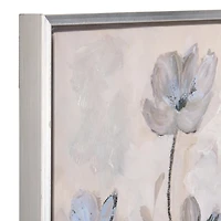 Blue and Gray Floral Framed Canvas Art Print