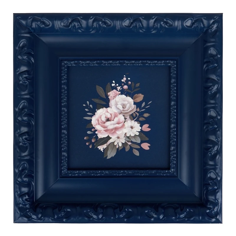 Mini Florals Navy Frame Art Print