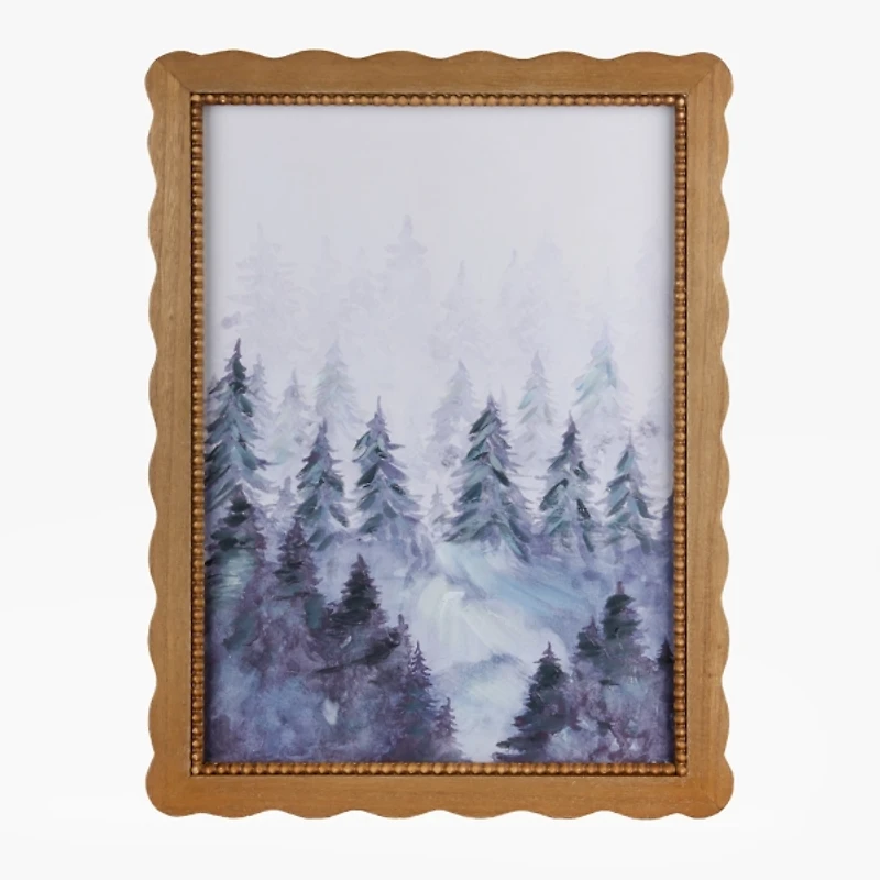 Foggy Forest Scalloped Framed Art Print