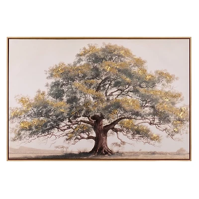 Golden Oak Tree Framed Canvas Art Print