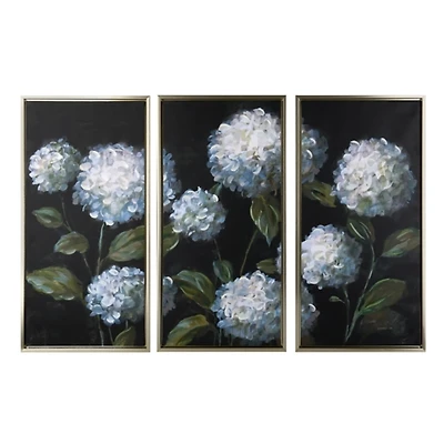 Midnight Hydrangeas Framed Canvas Prints, Set of 3