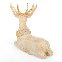 Gold Patina Sitting Deer Christmas Decoration