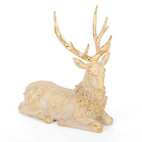 Gold Patina Sitting Deer Christmas Decoration