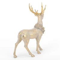 Gold Patina Standing Deer Christmas Decoration
