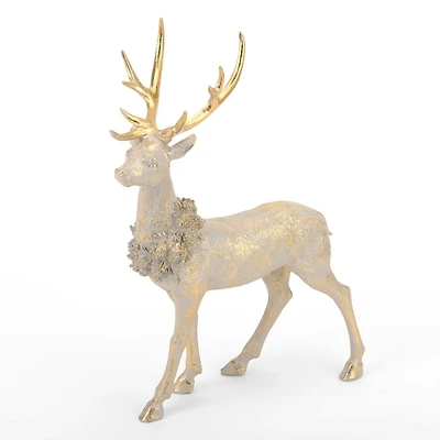 Gold Patina Standing Deer Christmas Decoration