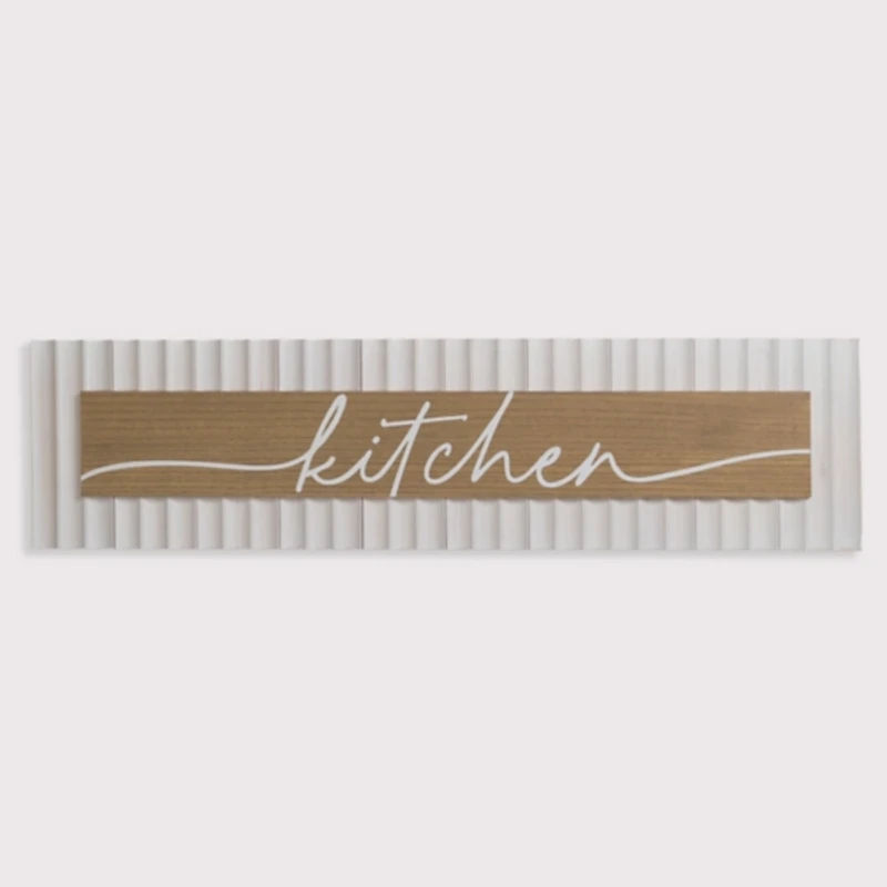 White Grooved Kitchen Wall Plaque