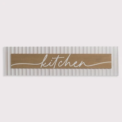 White Grooved Kitchen Wall Plaque