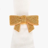 Sparkly Gold Bow Napkin Rings, Set of 4