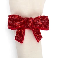 Sparkly Red Bow Napkin Rings, Set of 4