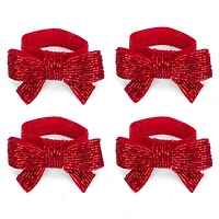 Sparkly Red Bow Napkin Rings, Set of 4