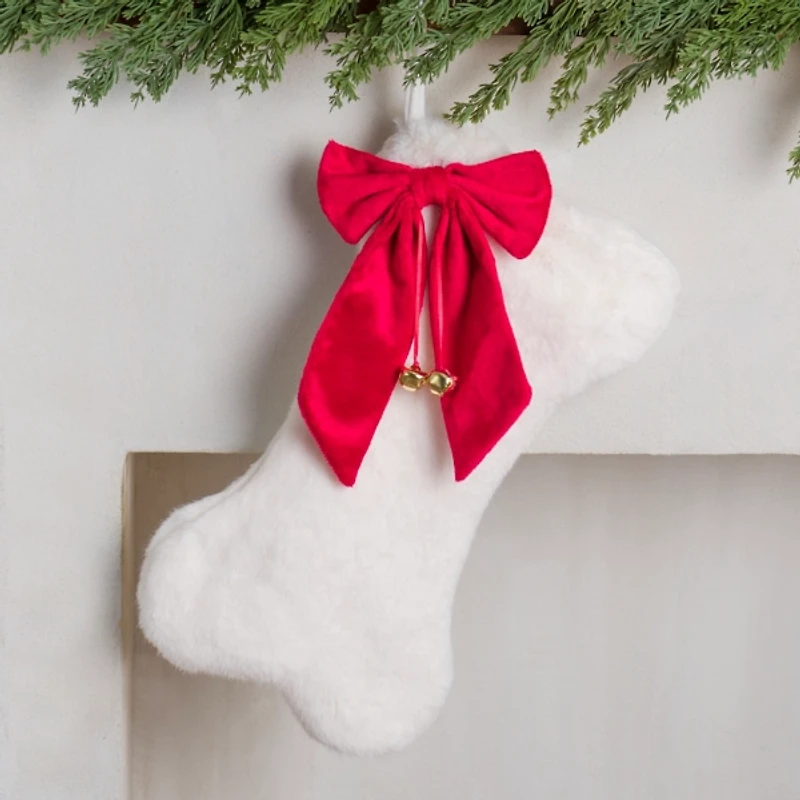 Faux Fur Dog Bone Stocking