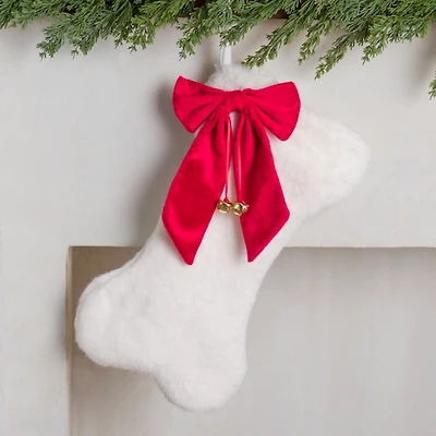Cream Faux Fur Dog Bone Stocking